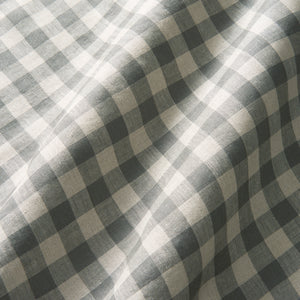 A versatile checked linen fabric in Dove for curtains, blinds, and cushions.