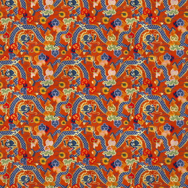 Indian Summer ~ Red and Orange Fabric With Floral Paisley Print