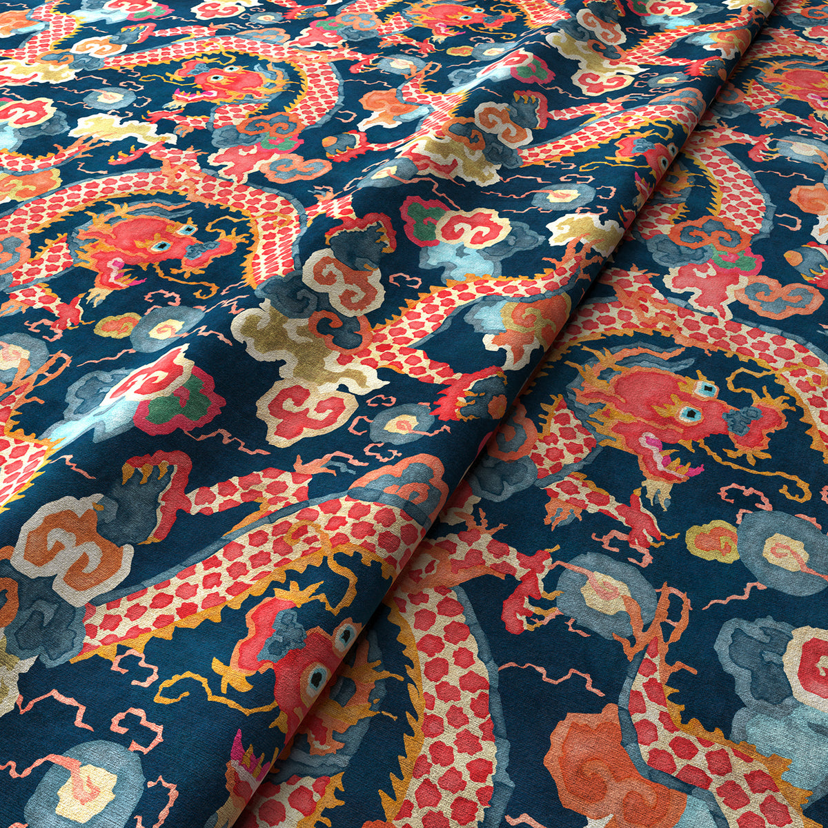 Double Dragon – Green, Velvet upholstery fabric