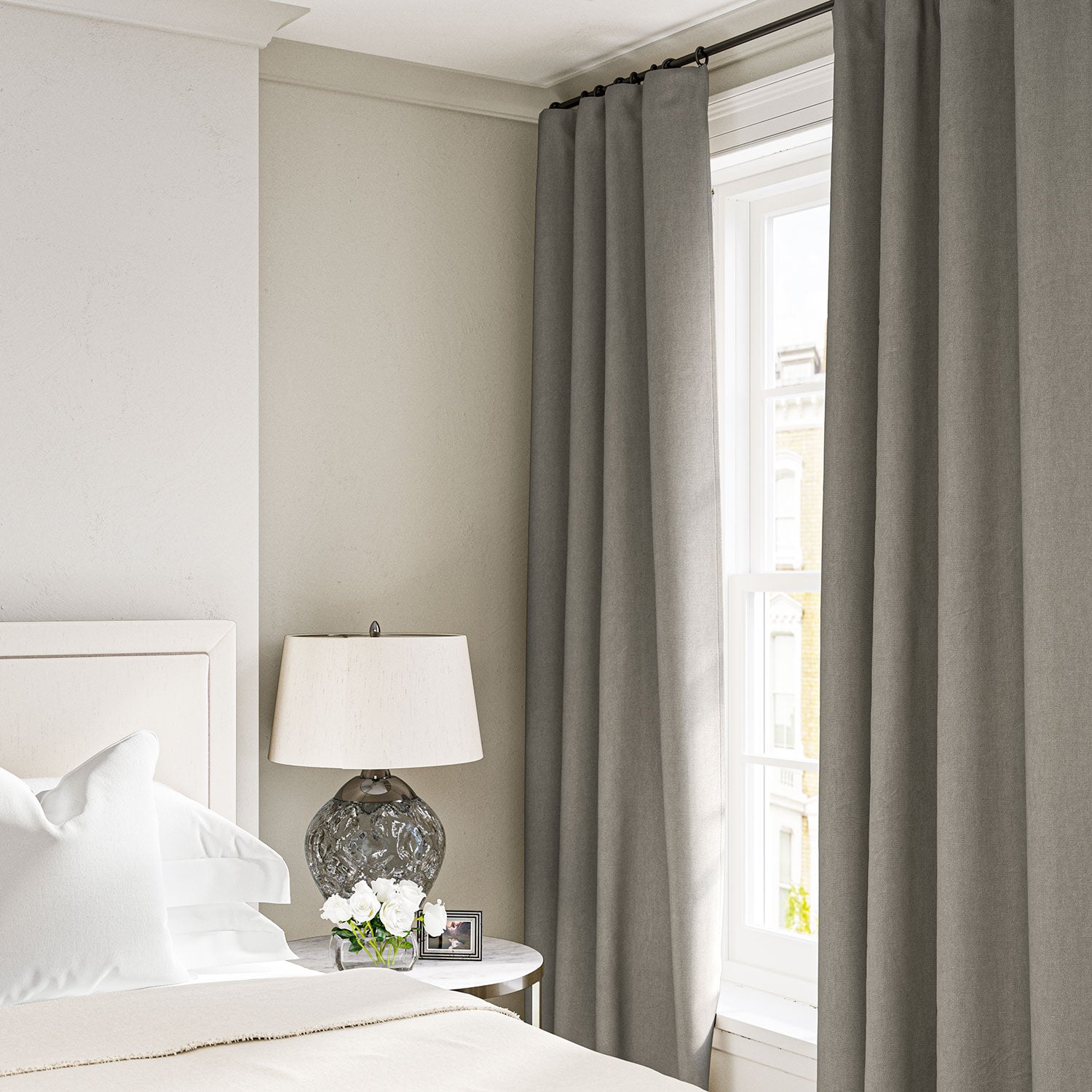 Linen curtain in Ash