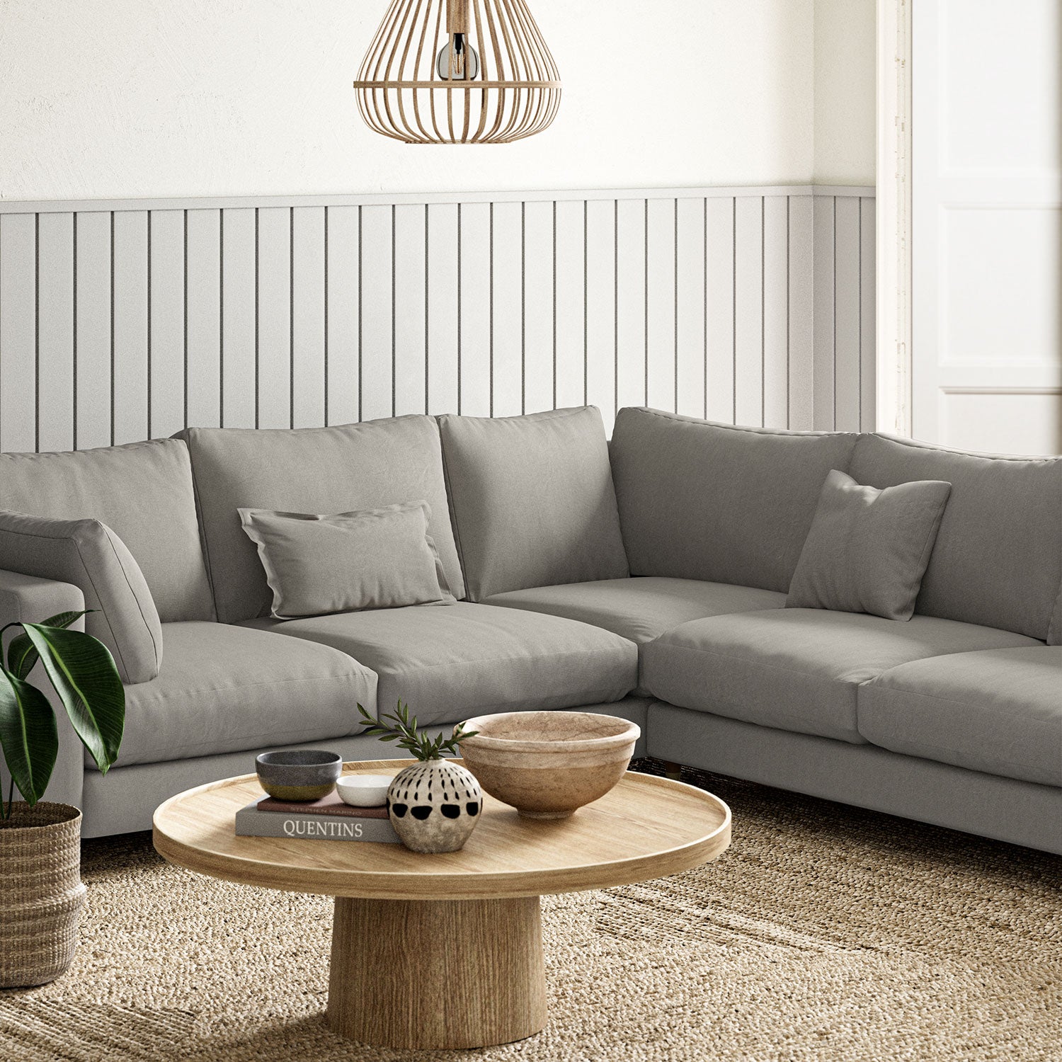 Sofa upholstered in Ash linen fabric 