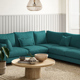Sofa upholstered in Petrol linen fabric