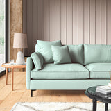Sofa upholstered in Ice Blue linen fabric