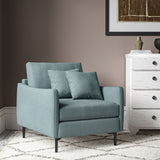Chair upholstered in Cerulean linen fabric