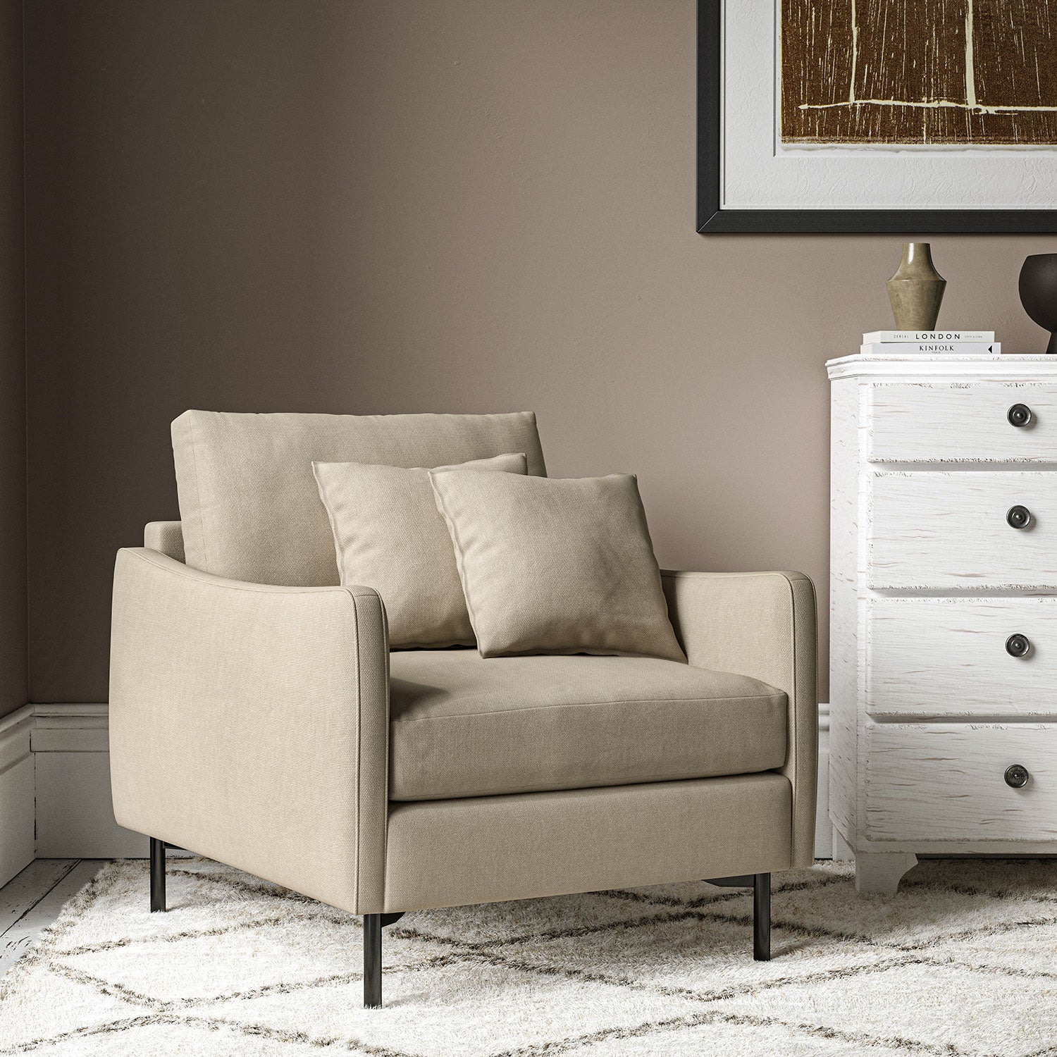 Chair upholstered in Sisal linen fabric 