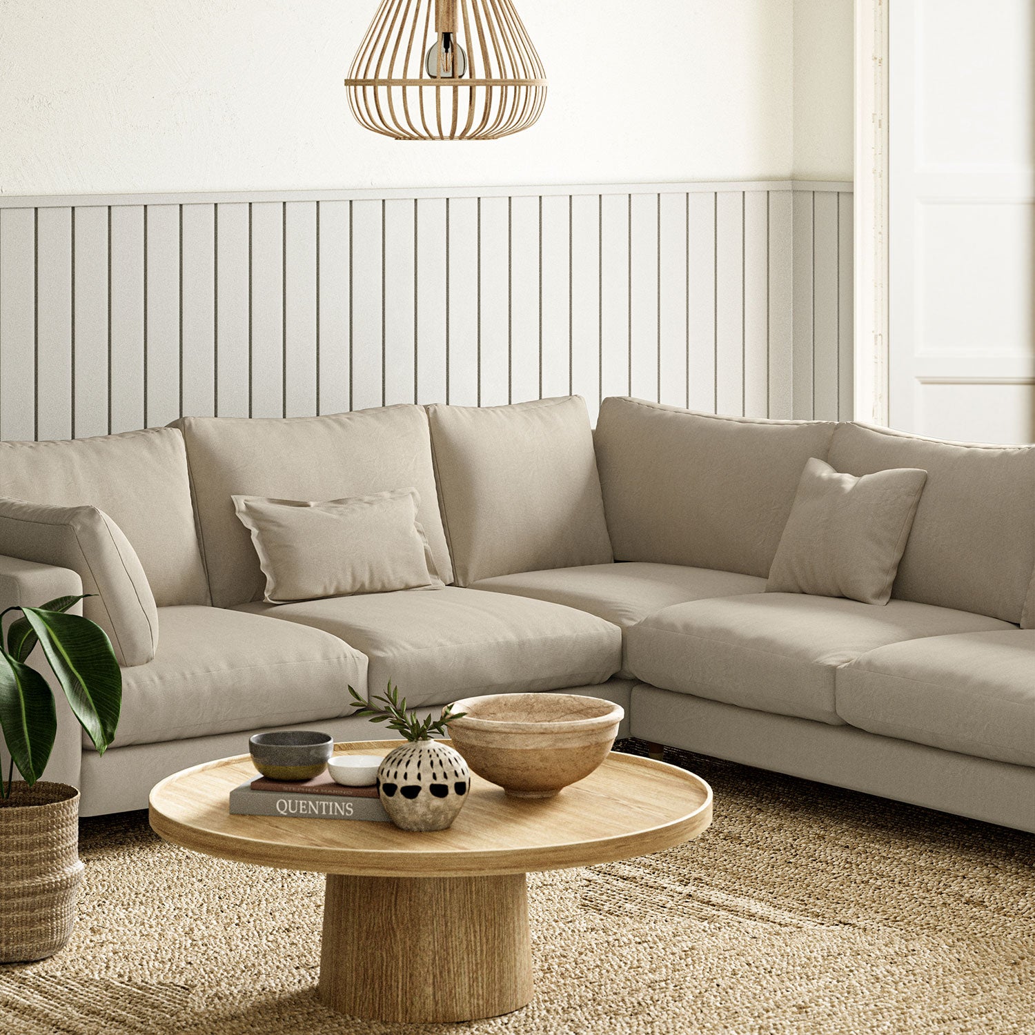 Sofa upholstered in Sisal linen fabric 