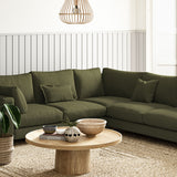 Sofa upholstered in Khaki linen fabric 
