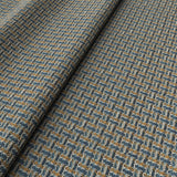 Printed linen fabric with textural weave pattern in beige colours for upholstery.