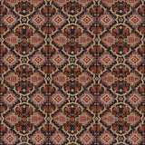 Printed velvet fabric with an oriental geometric design in multicolours, for upholstery and curtain use
