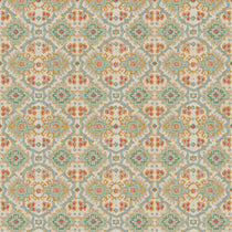 Printed velvet fabric with an oriental geometric design in multicolours, for upholstery and curtain use