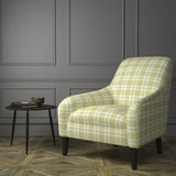 Chair upholstered in a luxury Scottish cream wool tartan upholstery fabric