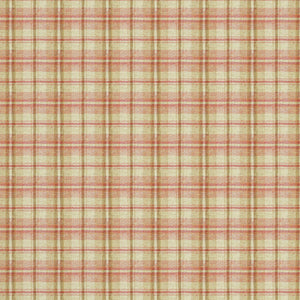 Fabric swatch of a luxury Scottish red and cream wool tartan fabric suitable for curtains and upholstery