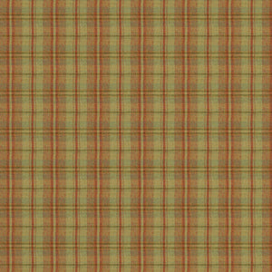 Fabric swatch of a luxury Scottish rust-toned wool tartan fabric suitable for curtains and upholstery