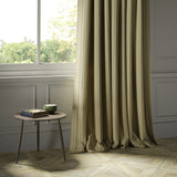 Curtains in a luxury Scottish cream and beige wool striped fabric