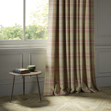 Curtains in a beige and red Scottish wool plaid check fabric