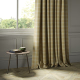 Curtains in a beige Scottish wool plaid check fabric