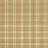 Fabric swatch of a beige Scottish wool plaid check fabric for curtains and upholstery