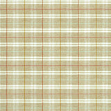 Fabric swatch of a beige Scottish wool plaid check fabric for curtains and upholstery