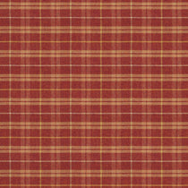 Fabric swatch of a red Scottish wool plaid check fabric for curtains and upholstery