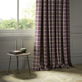 Curtains in a purple Scottish wool plaid check fabric