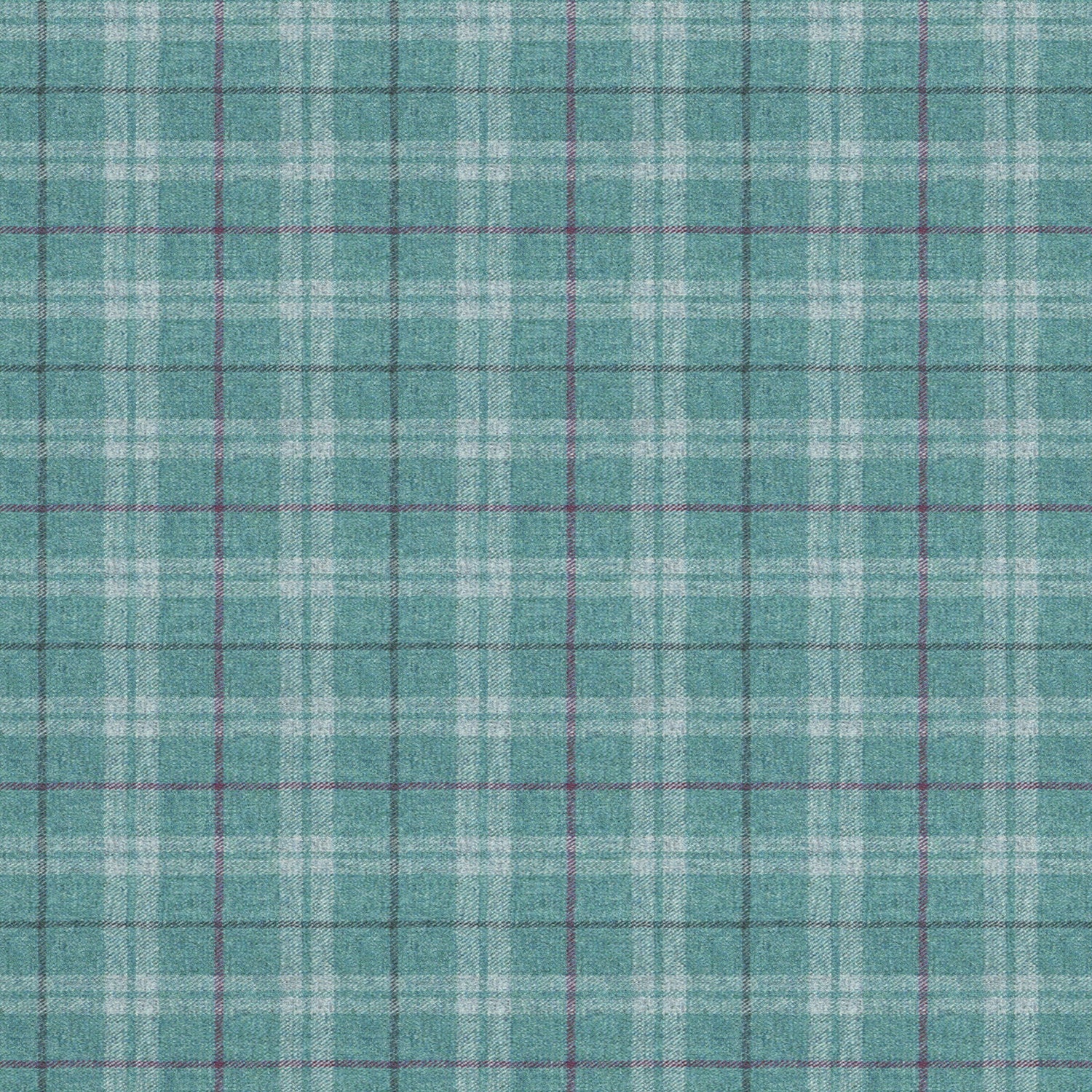 Fabric swatch of a blue Scottish wool plaid check fabric for curtains and upholstery