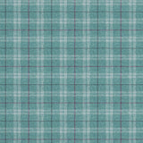 Fabric swatch of a blue Scottish wool plaid check fabric for curtains and upholstery