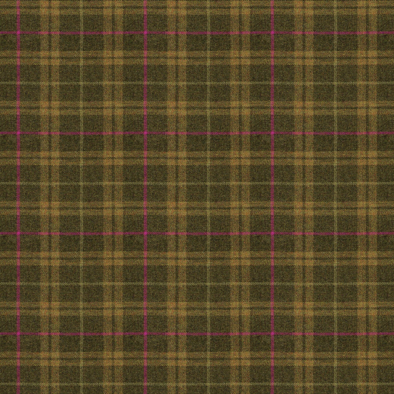 Fabric swatch of a brown Scottish wool plaid check fabric for curtains and upholstery