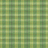 Fabric swatch of a green Scottish wool plaid check fabric for curtains and upholstery