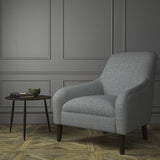Chair upholstered in a grey Scottish wool windowpane check fabric