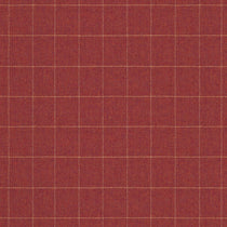 Fabric swatch of a red Scottish wool windowpane check fabric for curtains and upholstery