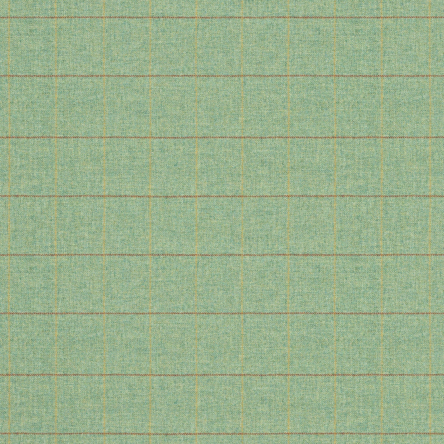Fabric swatch of a green Scottish wool windowpane check fabric for curtains and upholstery