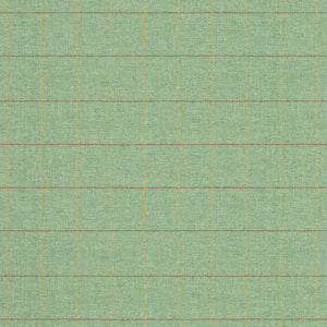 Fabric swatch of a green Scottish wool windowpane check fabric for curtains and upholstery