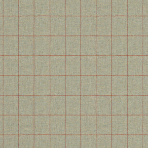 Fabric swatch of a light grey Scottish wool windowpane check fabric for curtains and upholstery