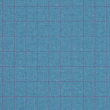 Fabric swatch of a blue Scottish wool windowpane check fabric for curtains and upholstery