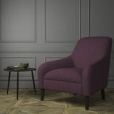 Chair upholstered in a purple Scottish wool windowpane check fabric