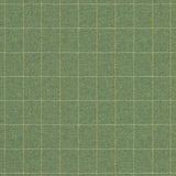 Fabric swatch of a green Scottish wool windowpane check fabric for curtains and upholstery