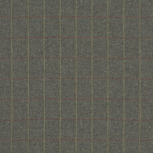 Fabric swatch of a grey Scottish wool windowpane check fabric for curtains and upholstery