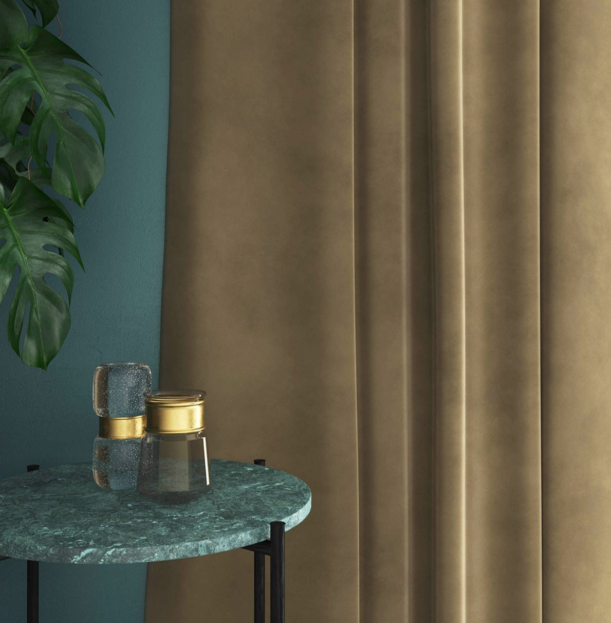 Velvet curtain in brown