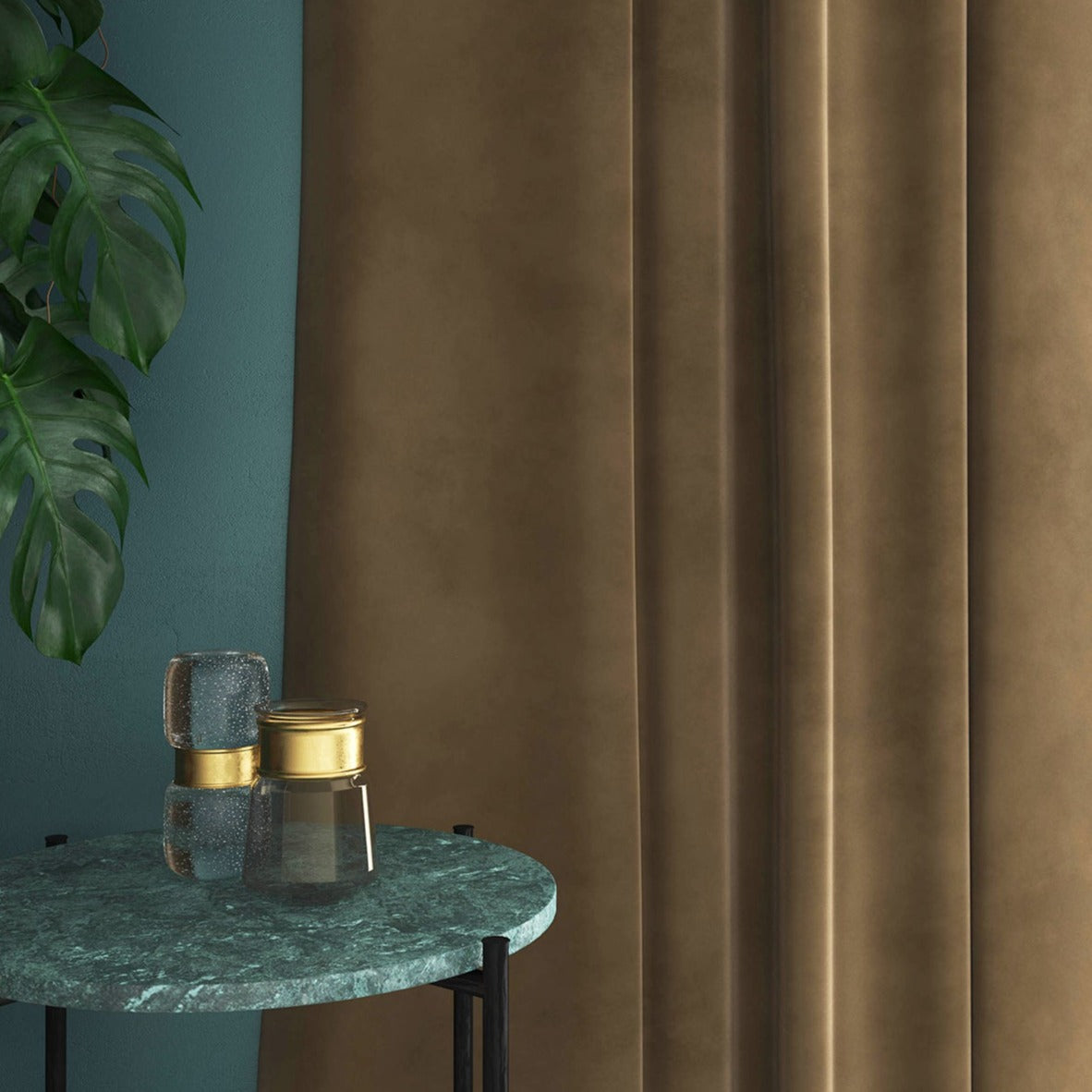 Velvet curtain in brown