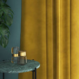 Velvet curtain in yellow