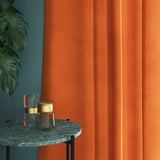 Velvet curtain in orange