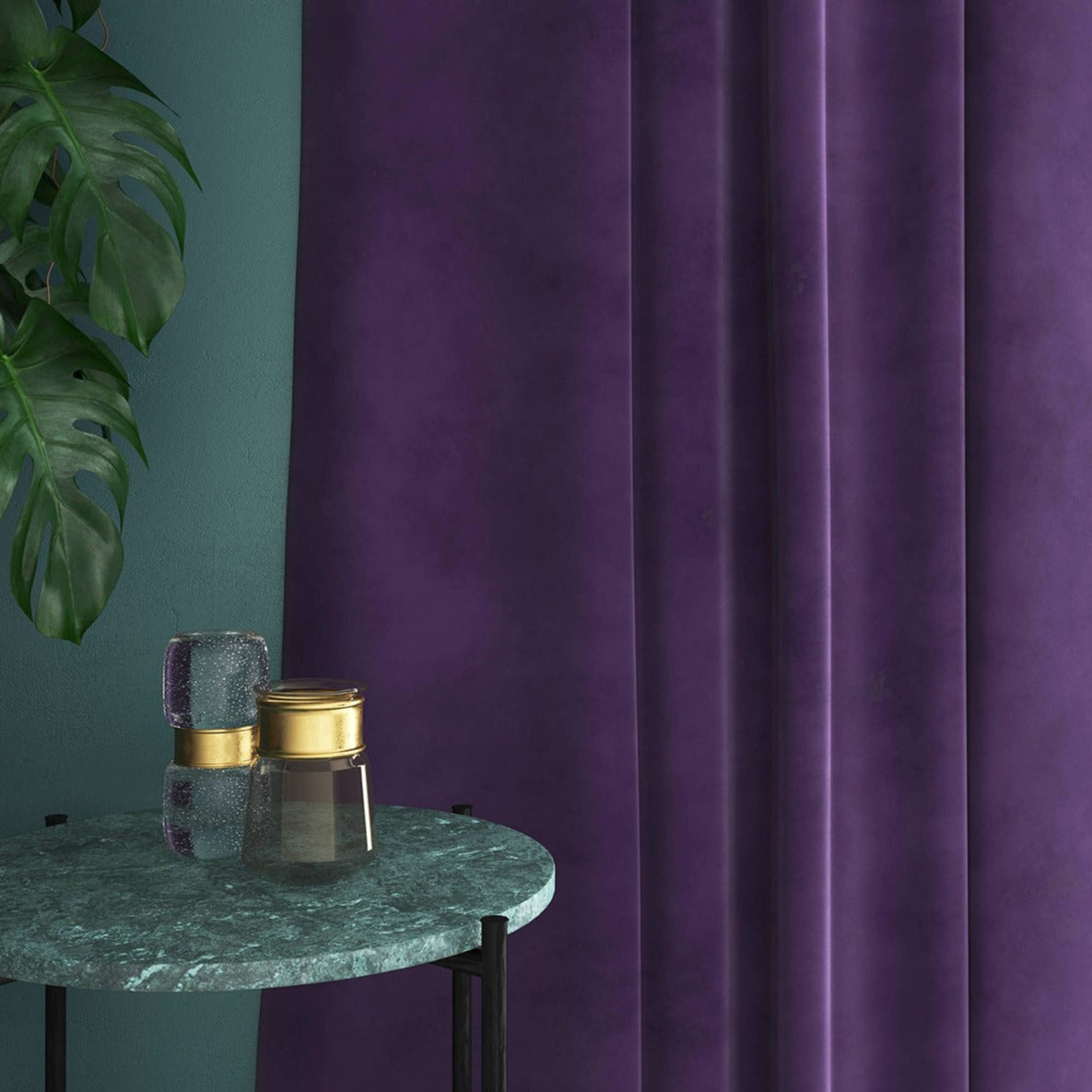 Velvet curtain in purple