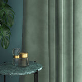 Velvet curtain in blue