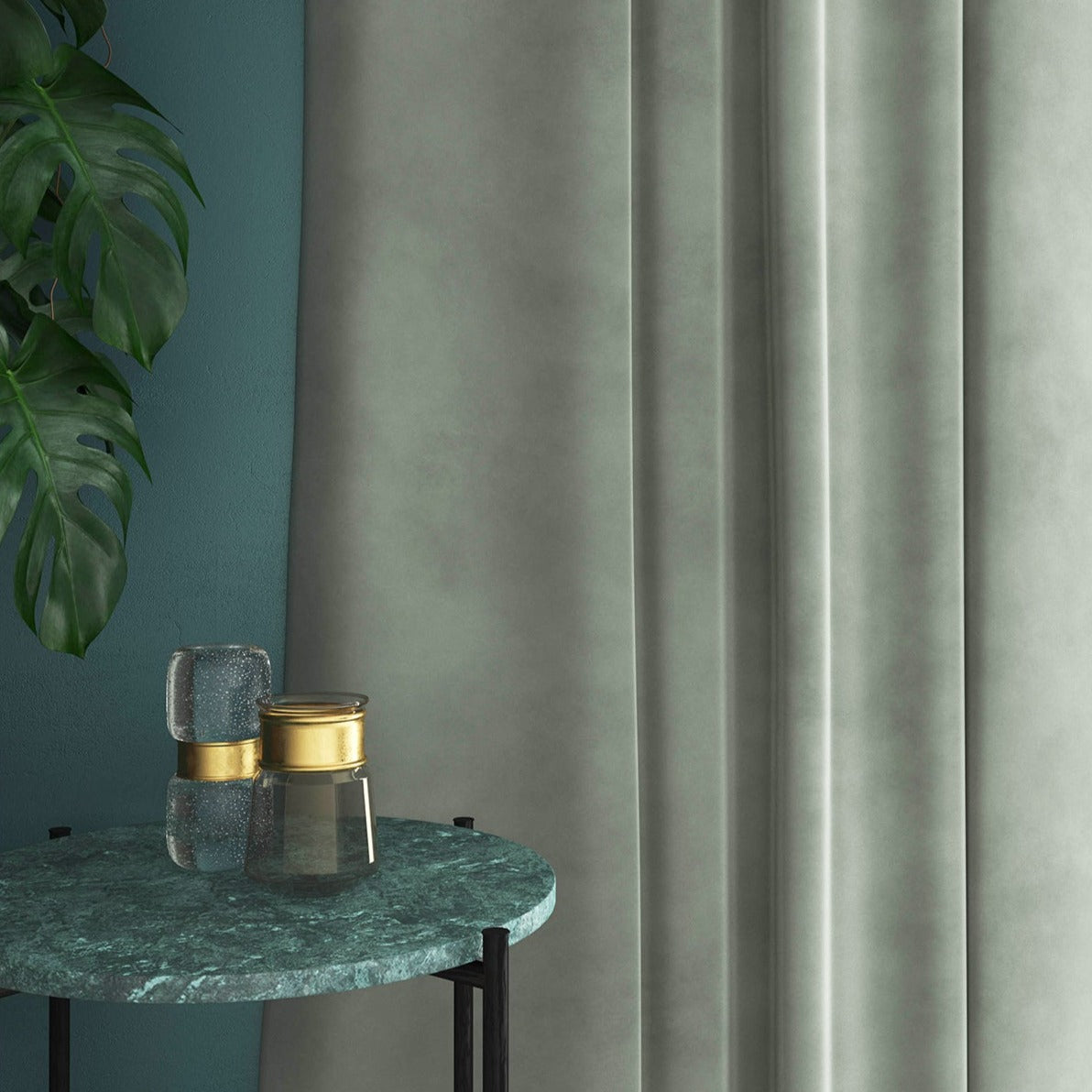 Velvet curtain in grey
