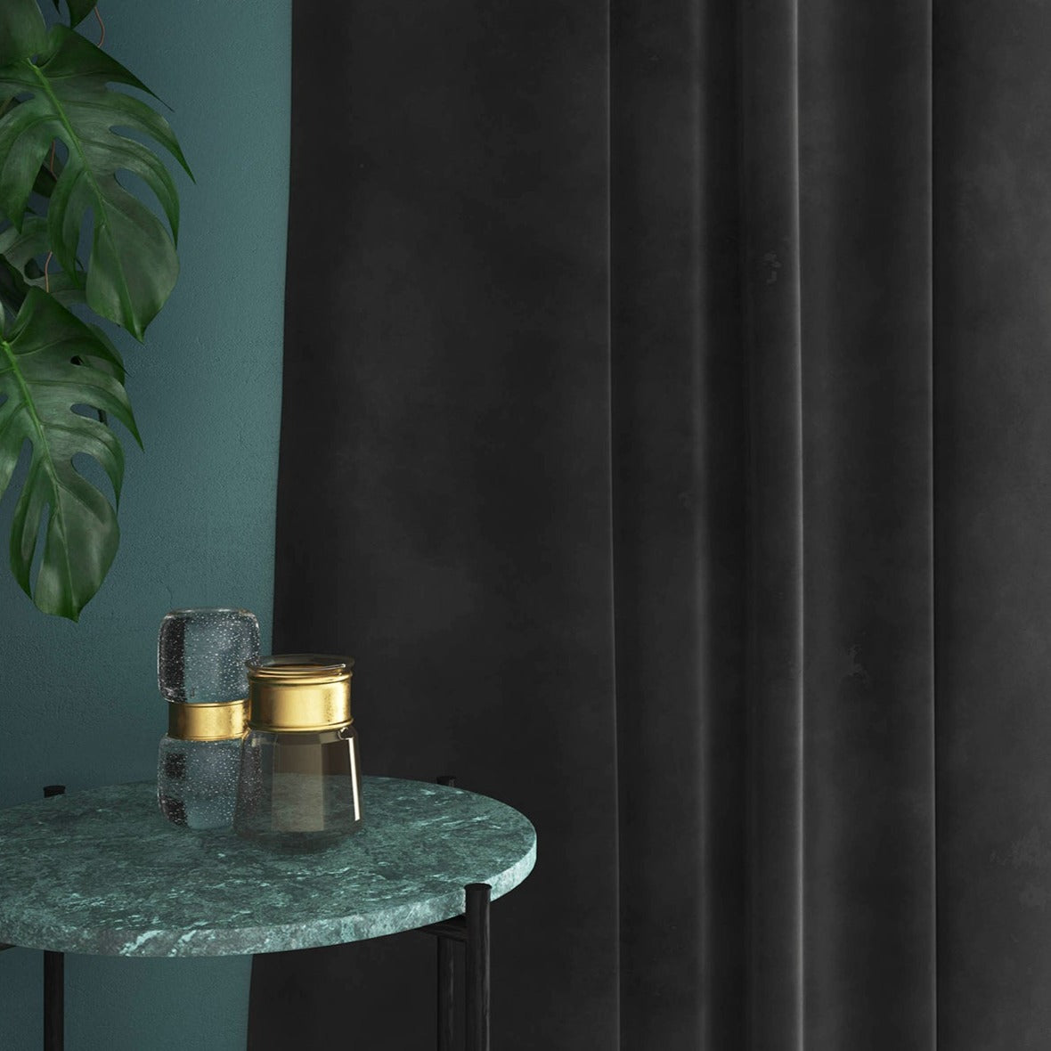Velvet curtain in grey