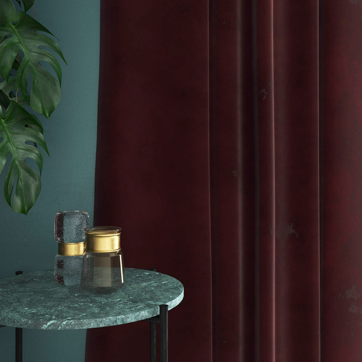 Velvet curtain in brown