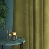 Velvet curtain in green