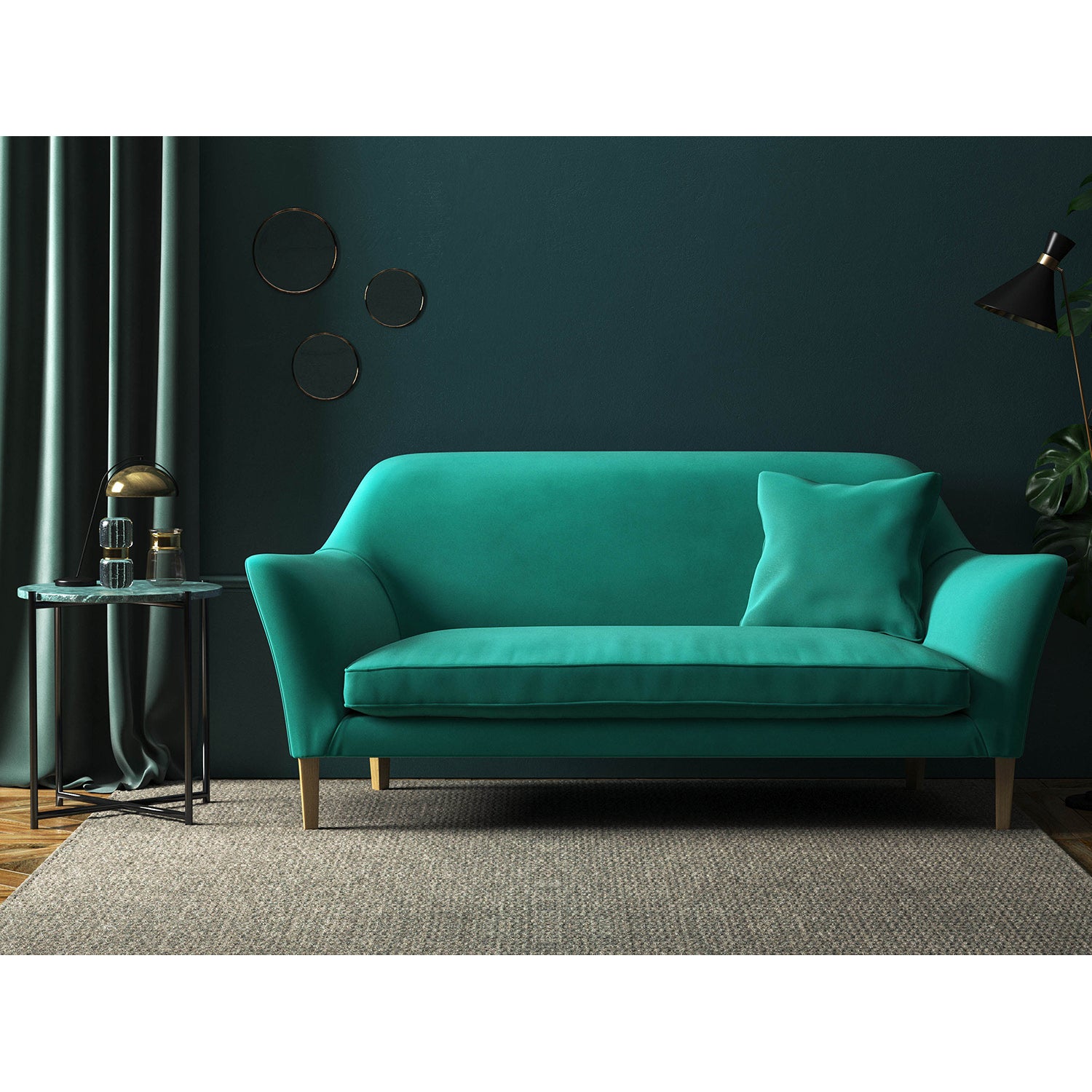 Arcade Turquoise - Velvet Upholstery Fabric - www.
