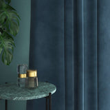 Velvet curtain in blue