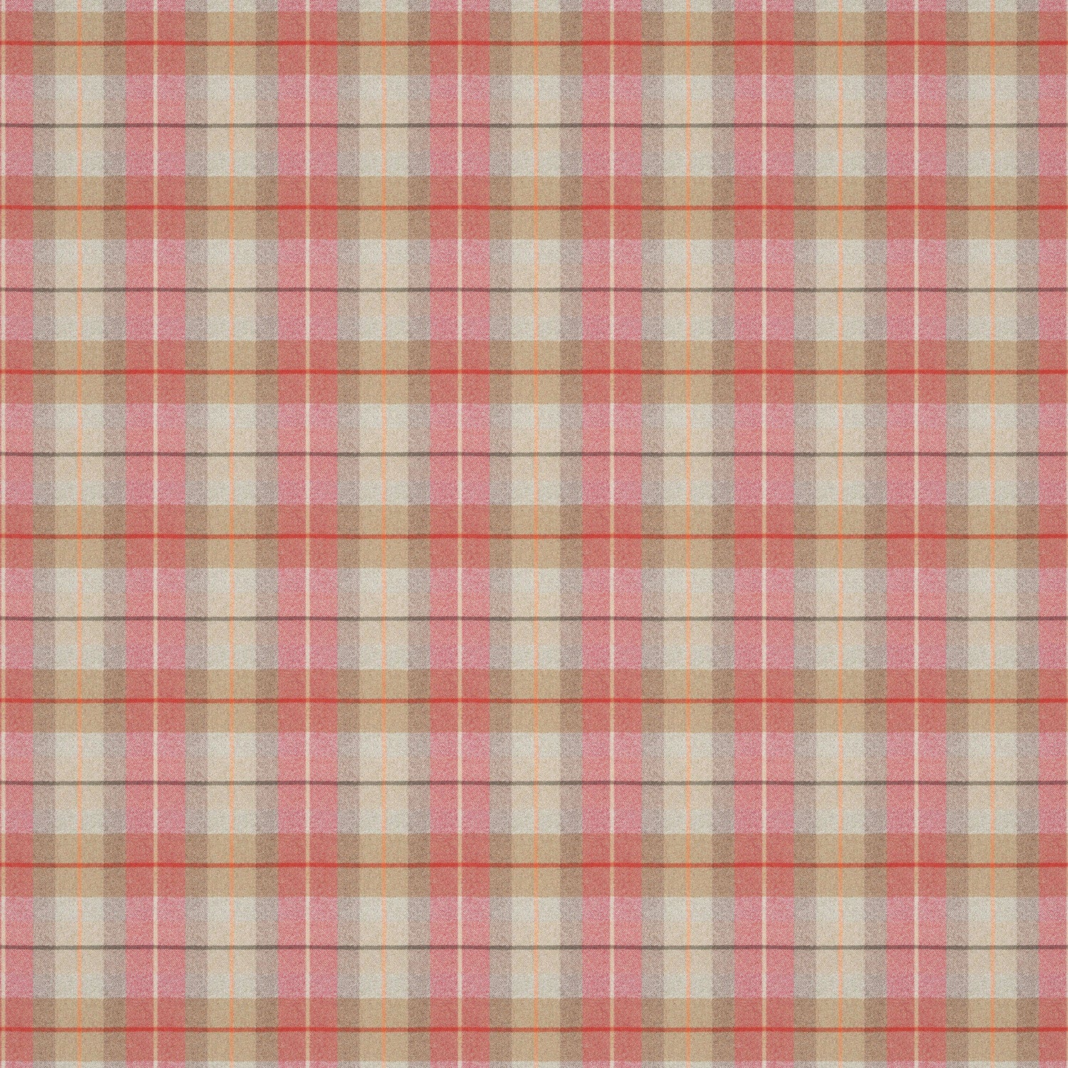 Light red and neutral wool check fabric suitable for curtains and upholstery.